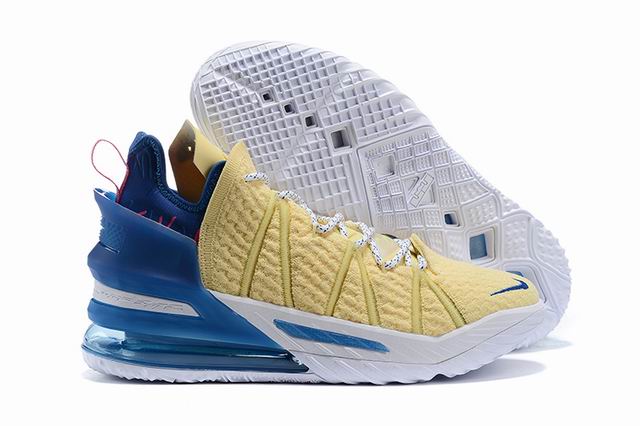Nike Lebron 18 Men's Basketball Shoes Yellow Blue-03